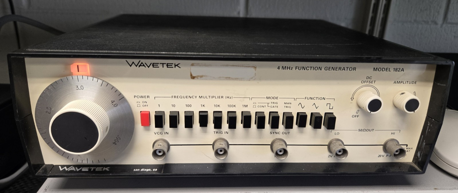 WAVETEK 182A FUNCTION GENERATOR 0.004 to 4MHz  Serviced / Tested