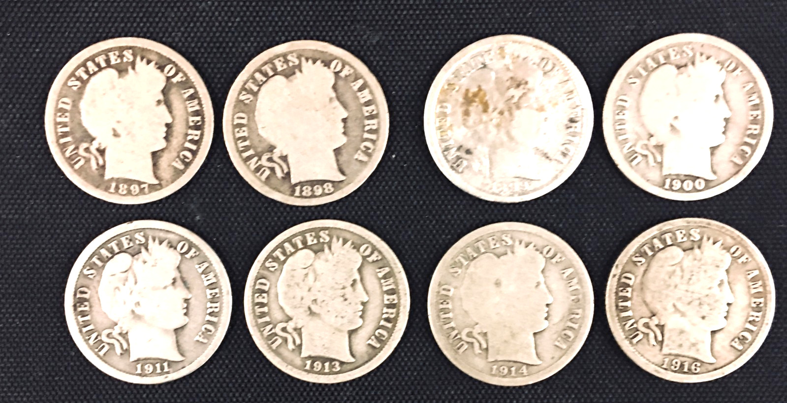 LOT #MM 515  8-BARBER DIMES (DIFFERENT DATES)