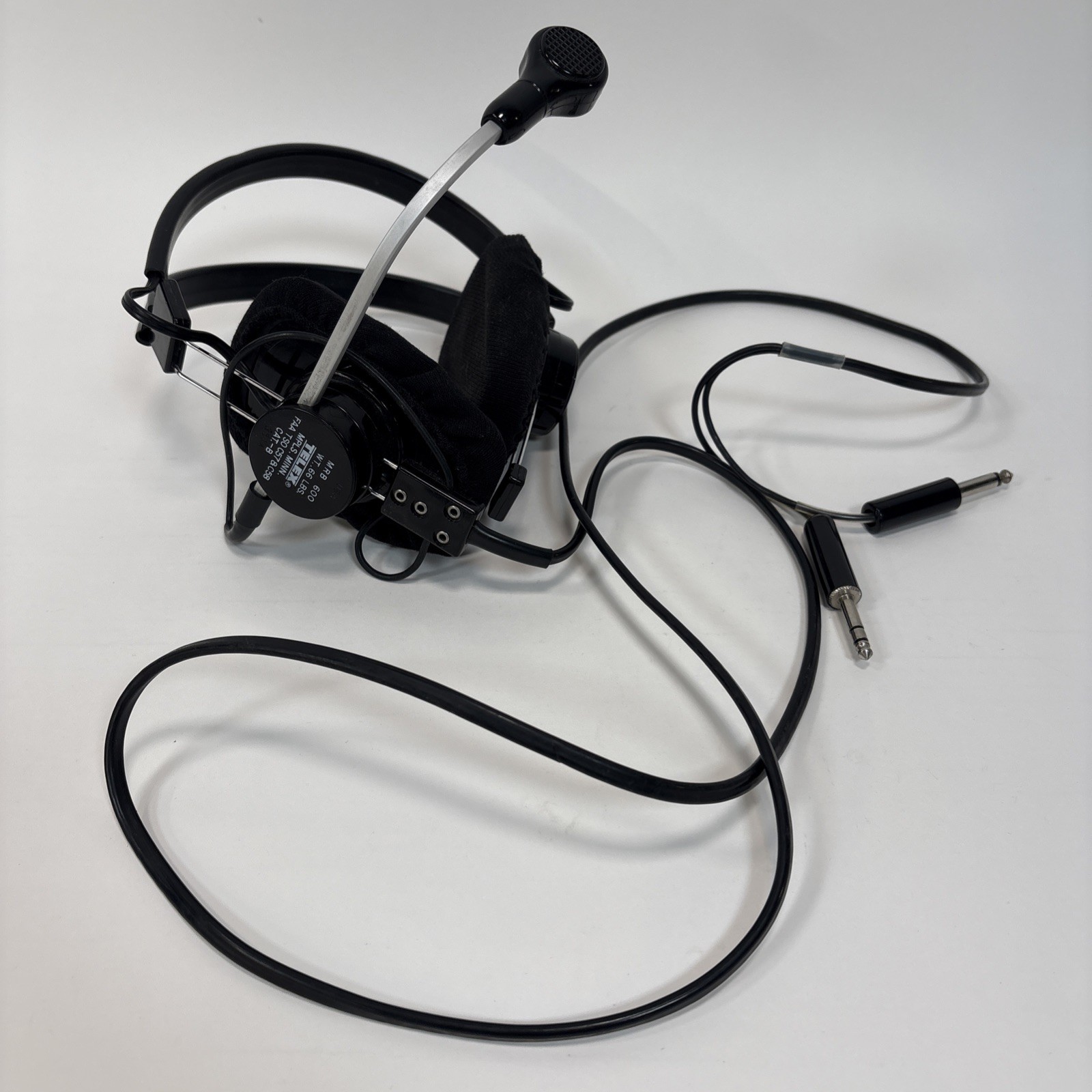 VINTAGE TELEX MRB 600 PILOT'S HEADSET HEADPHONE/MICROPHONE CAT-B FAA TSO C57/C58