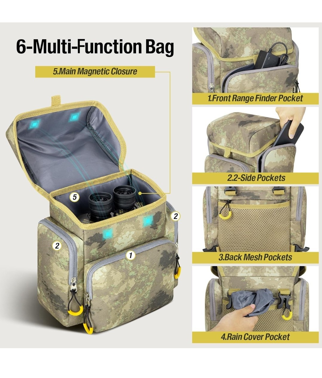 Binocular Harness Chest Pack - Lightweight Binocular Case with Rangefinder Pouch