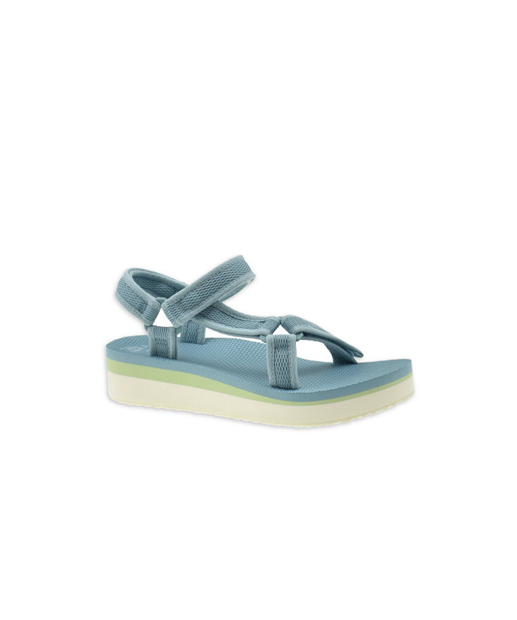 Time and Tru Women's Blue Hook & Loop Platform Nature Sandal