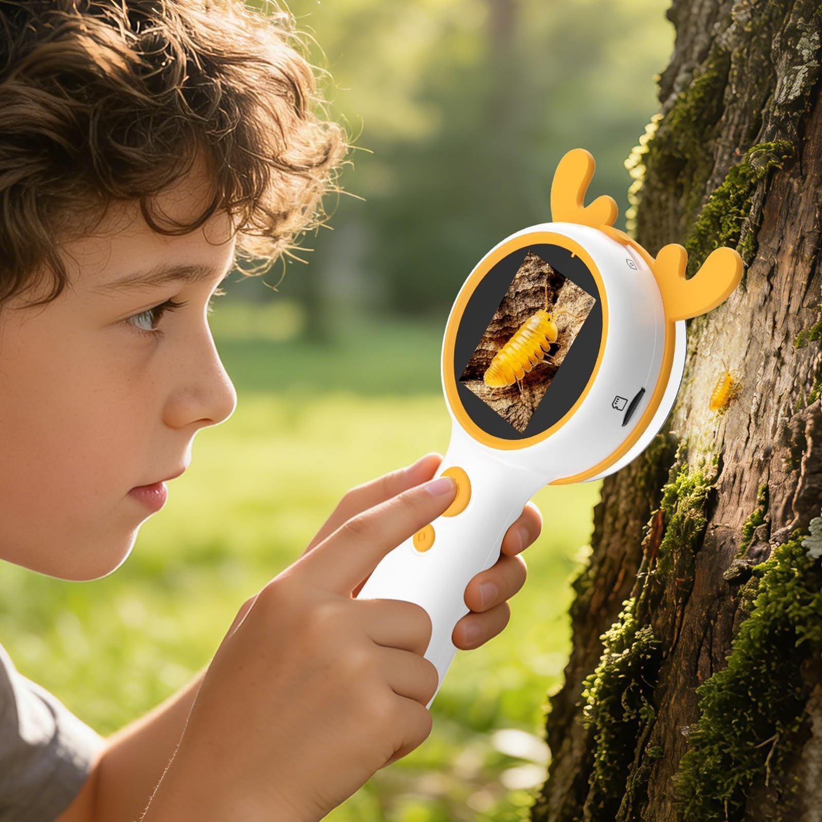 Kids Microscope Orange Deer - Digital Handheld STEM Kit & 1080P Camera (600x...