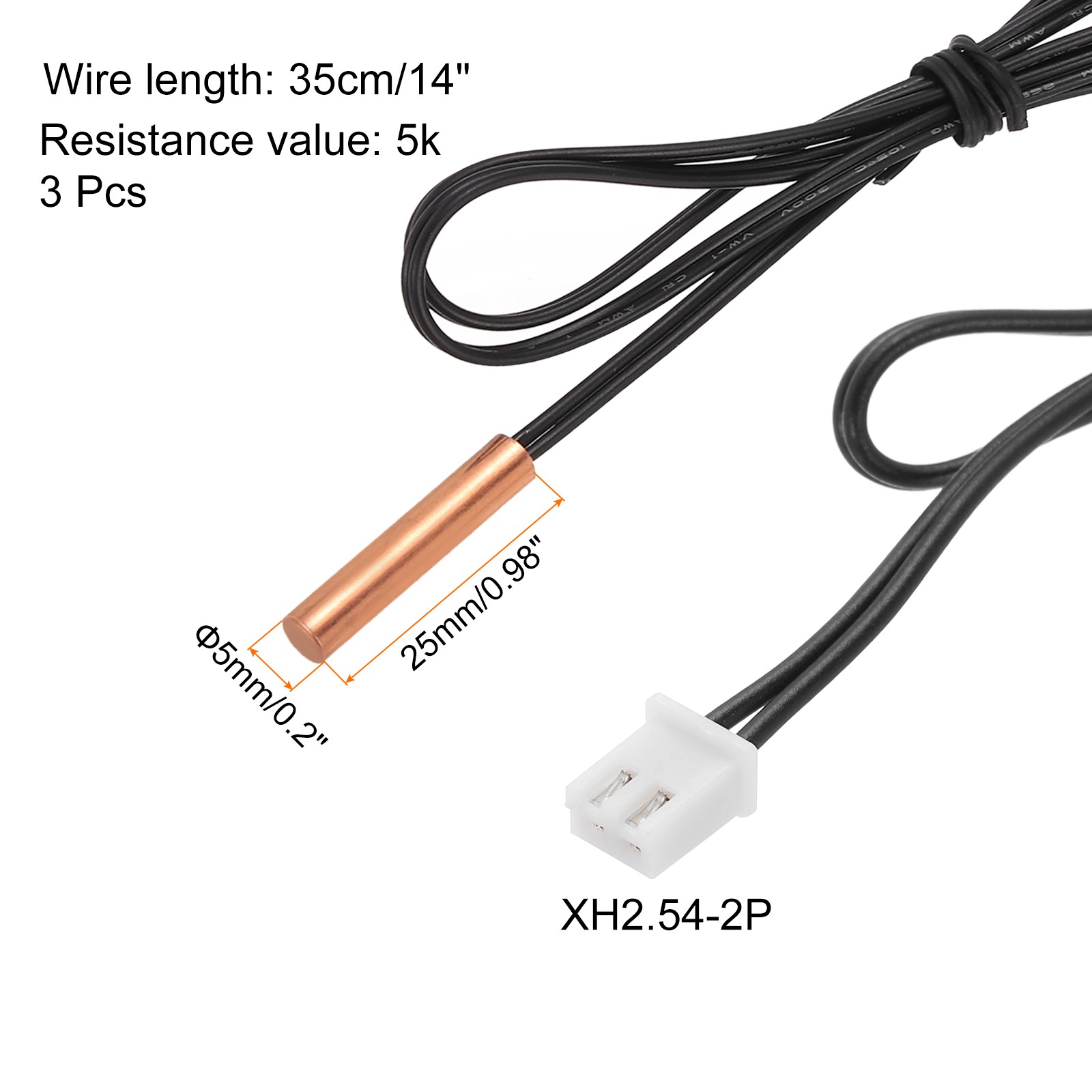 5K NTC Thermal Sensor Probe, 19.7" Cylindrical Sensitive Temp Sensor