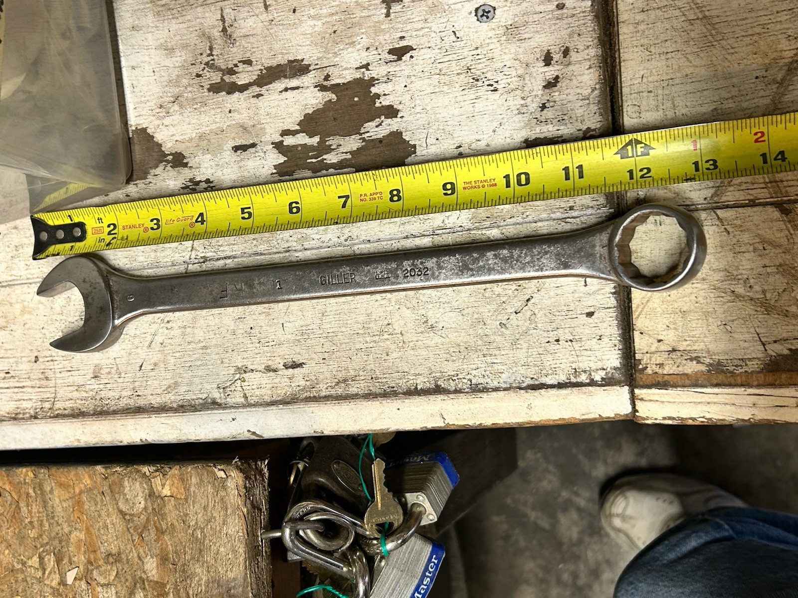 VINTAGE GILLER COMBINATION WRENCH 1" MADE IN USA 13" long, 2032