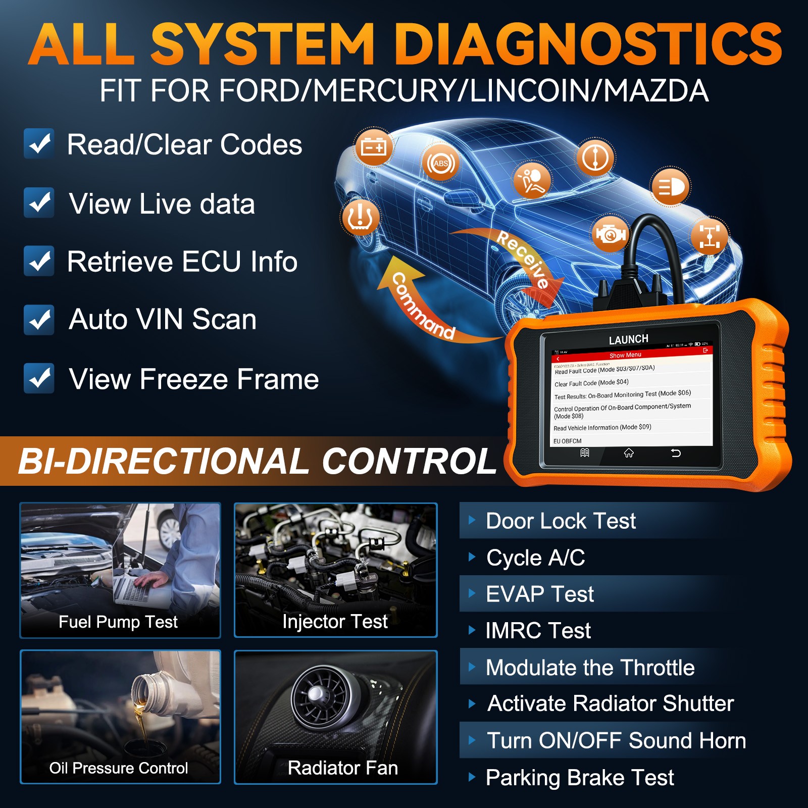 LAUNCH X431 Elite 2.0 FOR FORD Car OBD2 Scanner Code Reader Diagnostic Tool