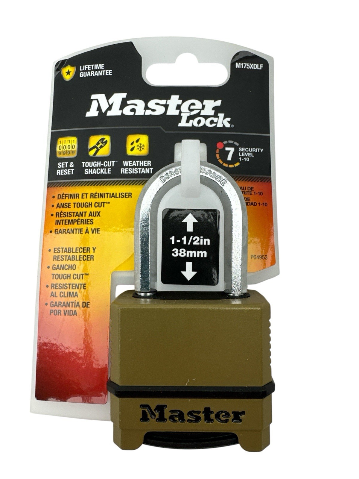 Master Lock 4 Digit Combination Padlock With 1.5" Shackle M175XDLF New