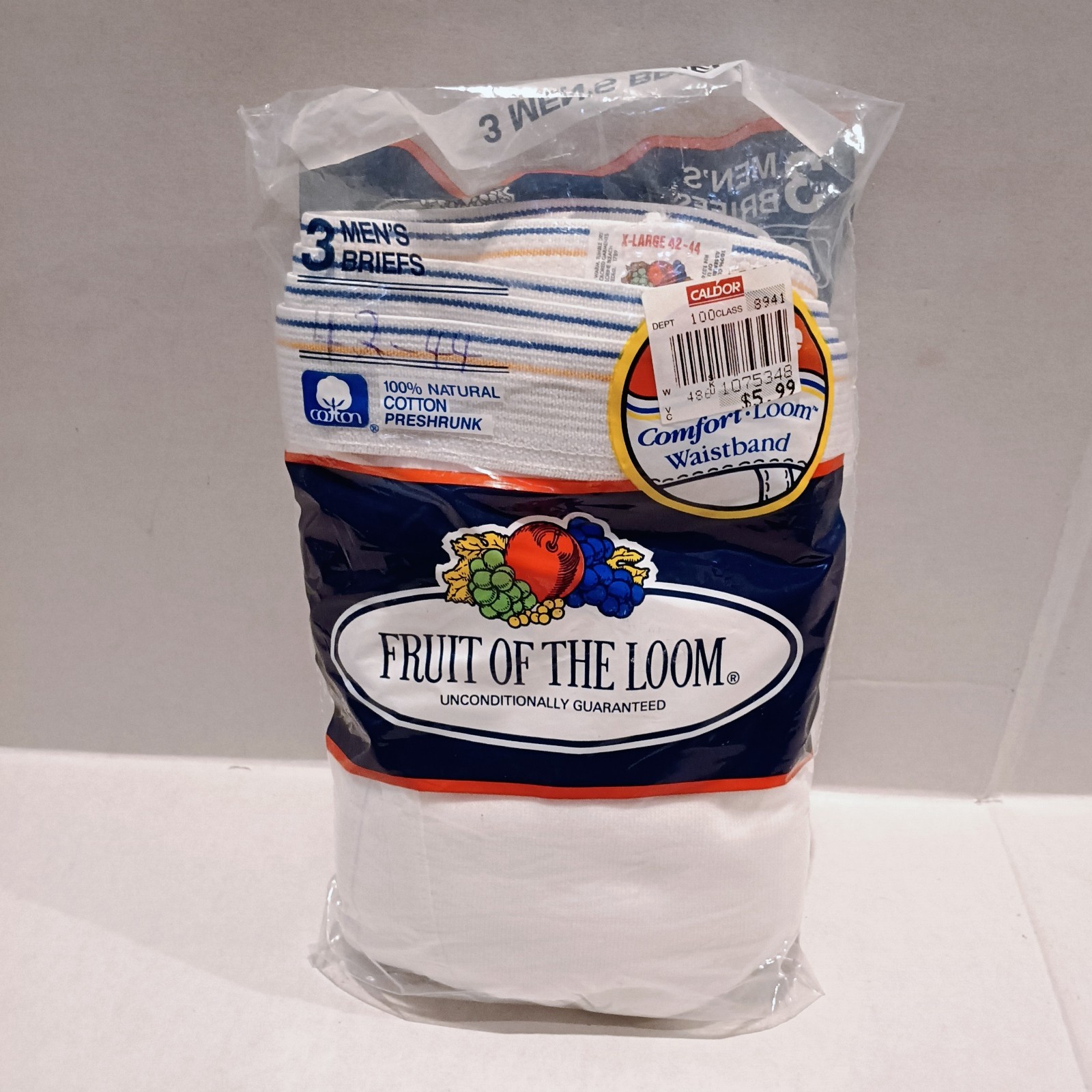 Vintage Fruit of the Loom White Briefs-3 Pack-1992-Comfort Loom Waistband-NEW