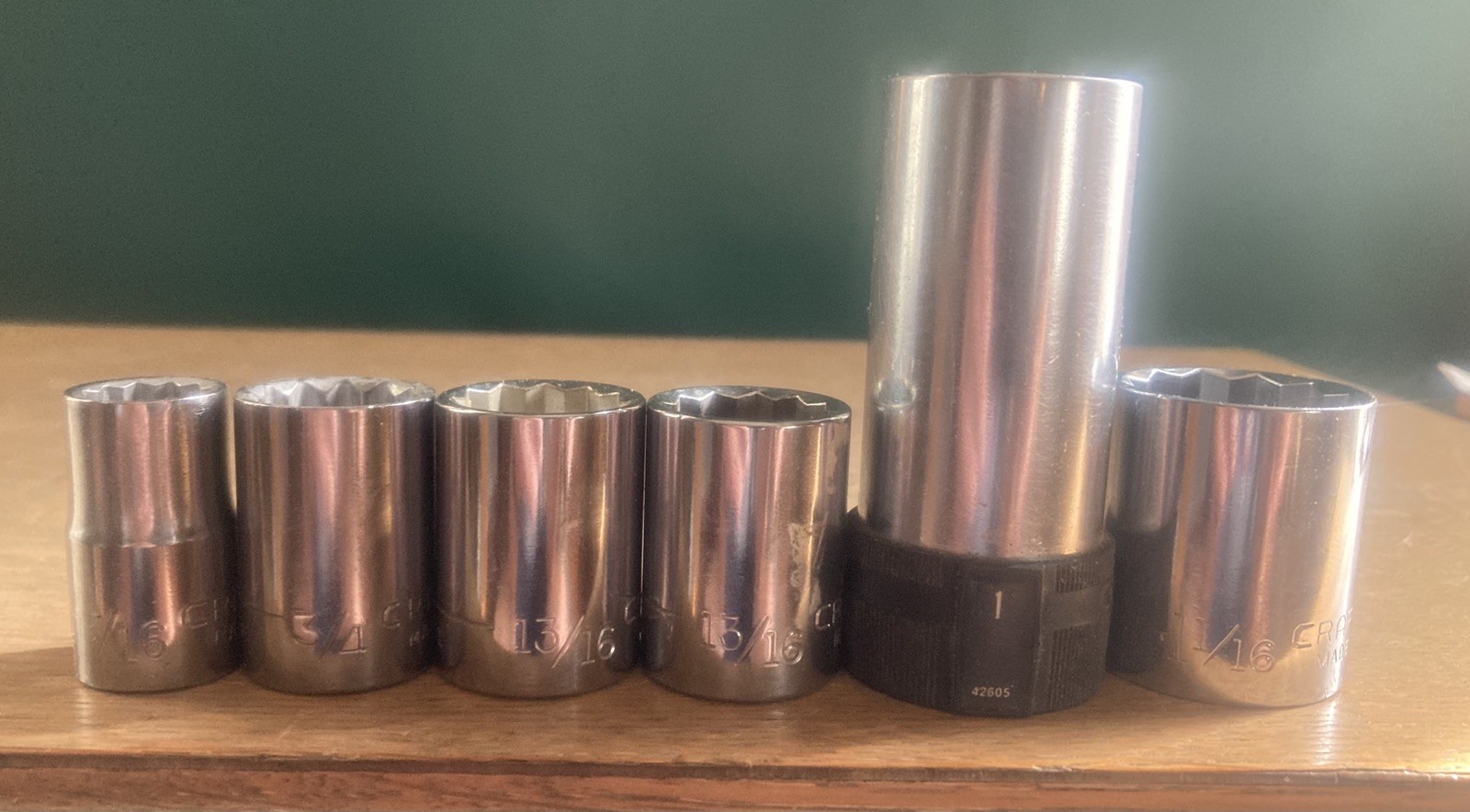 Vintage Craftsman sockets 1/2 drive, 9/16 - 1   1/16, 6 pcs