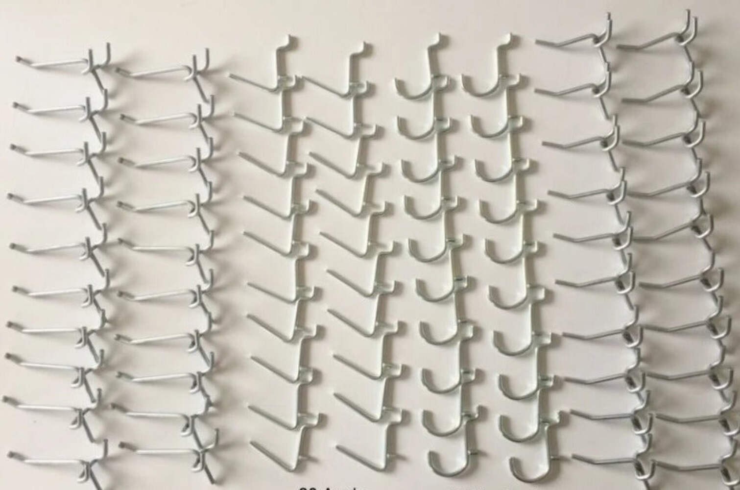 (80 Pack) Asst. Metal Peg Hooks 20 Ea of  1", 2", Angle, and Jumbo J Hooks USA