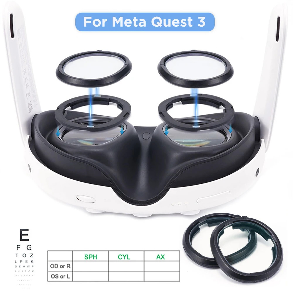 Meta Quest 3 Anti-Blue Glasses Magnetic Eyeglass Frame VR Prescription Lenses
