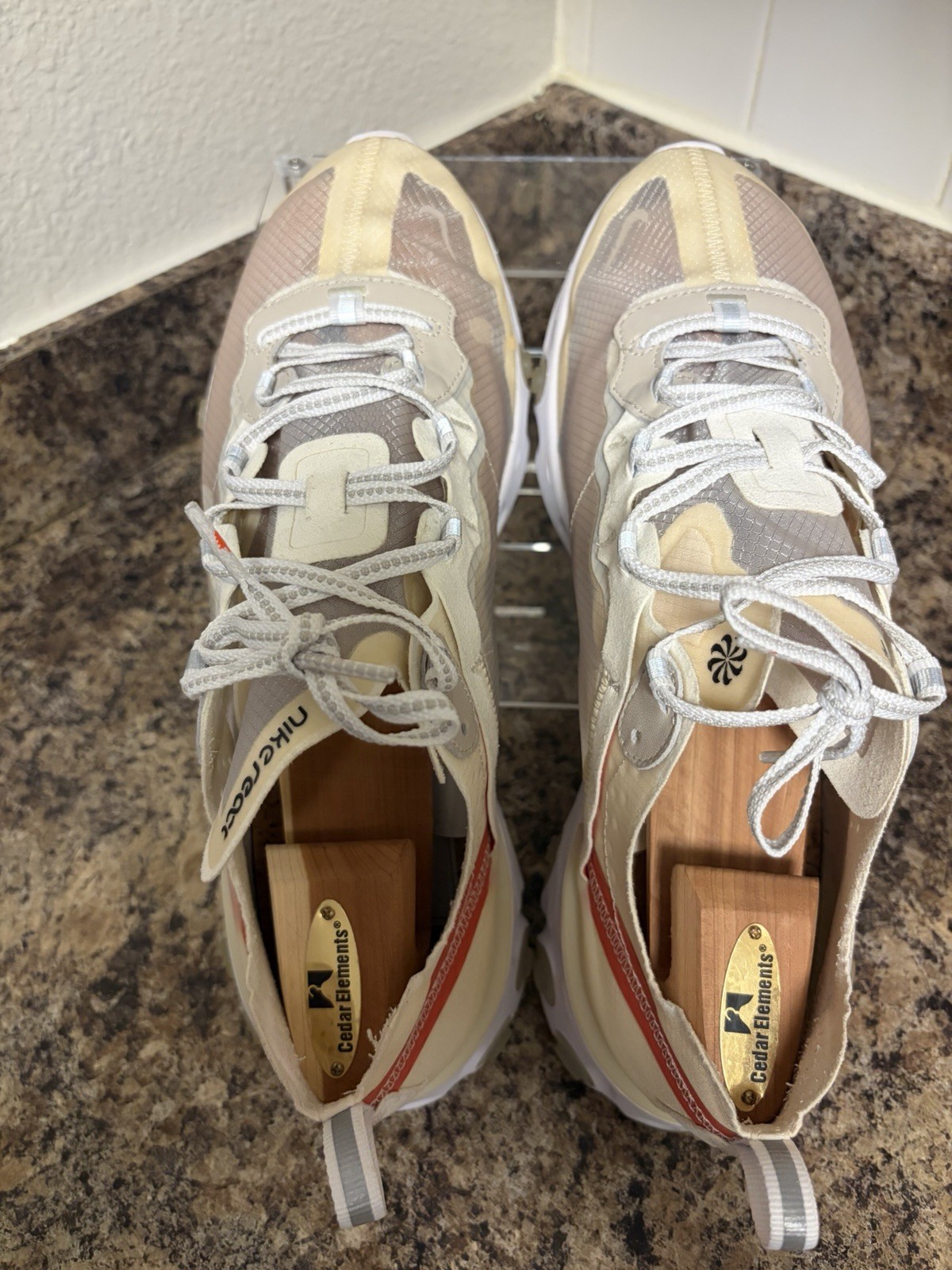 Nike React Element 87 Men's Running Shoes Beige White Red Synthetic Low Top