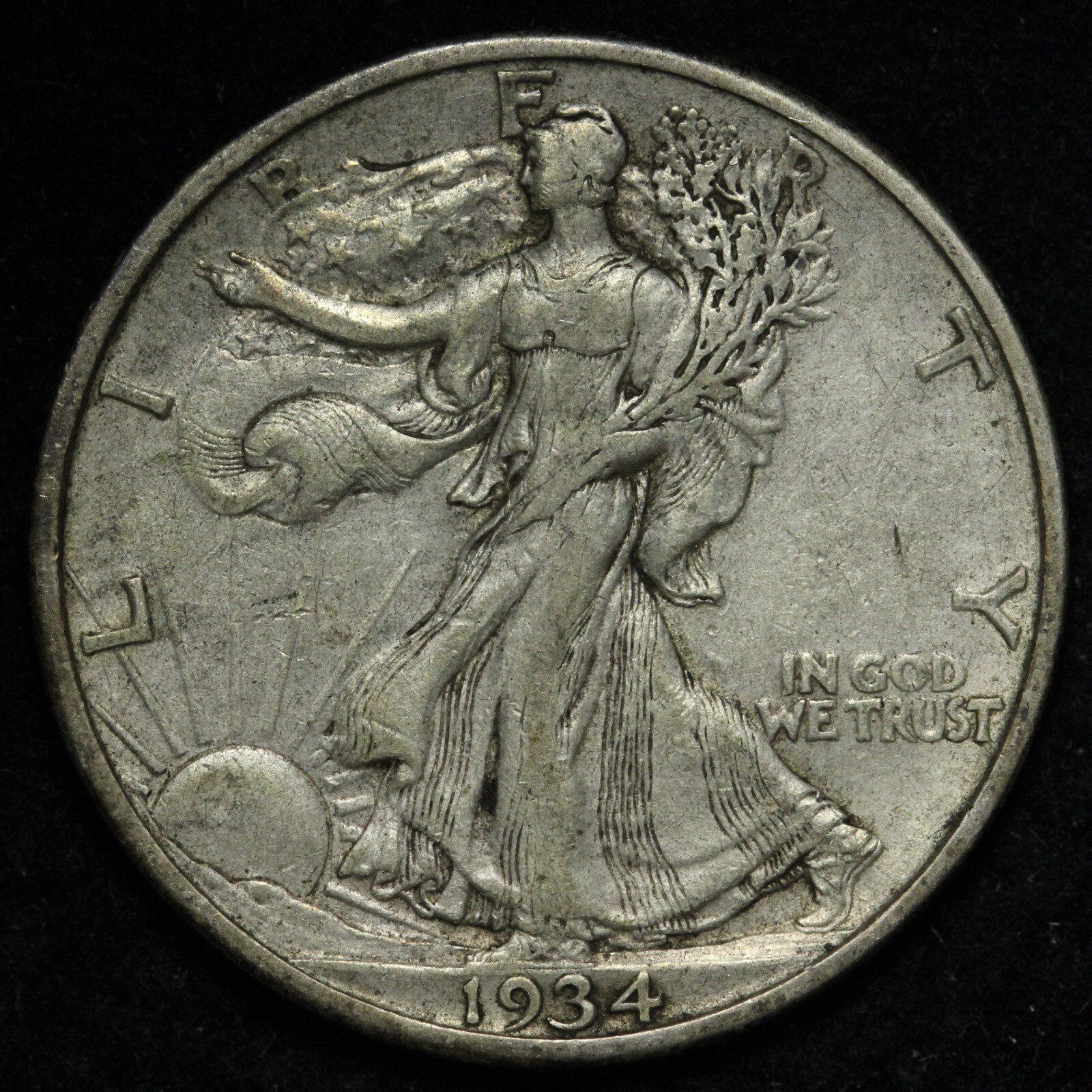 1934-S Walking Liberty Silver Half Dollar XF E351 ZYEM
