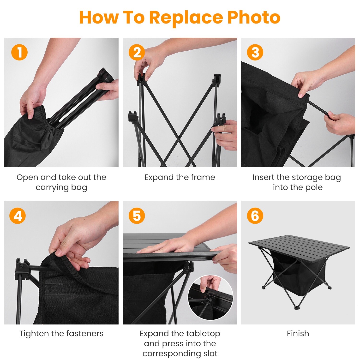 Camping Table with Carry Bag, Adjustable Height Portable Table Picnic Beach
