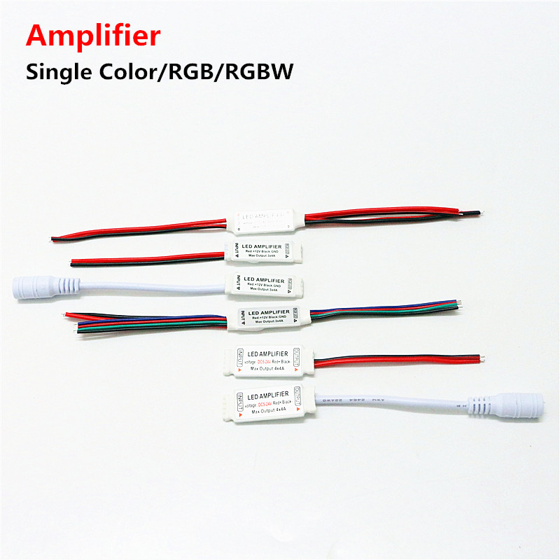 Single/RGB/RGBW LED Amplifier DC 5 12 24V 12A 16A Controller F 3528 5050 Strip