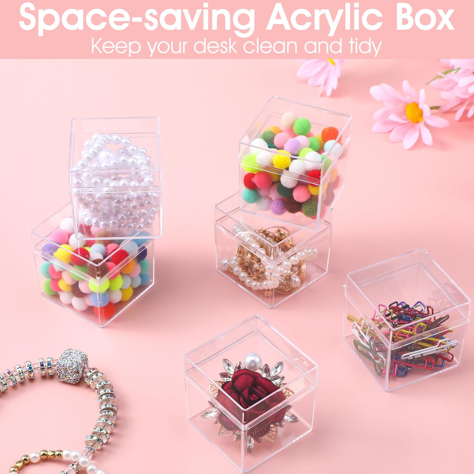 2 x 2 In Acrylic Boxes, Small Clear Box with Lids Treat Gift Boxes Storage