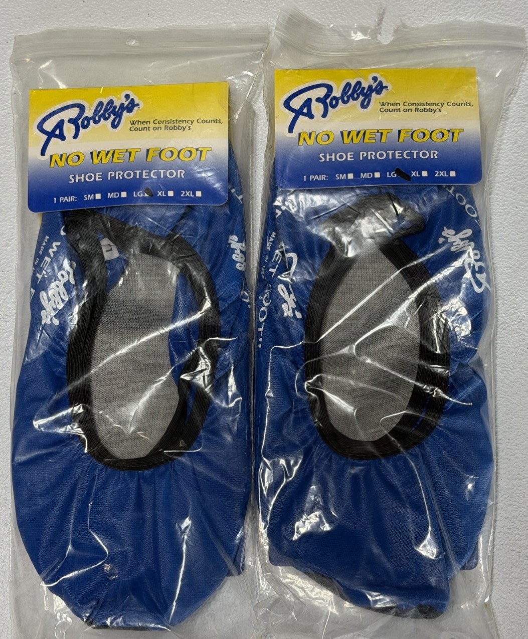 Robby's No Wet Foot Bowling Shoe Covers Pair Of 2 Size Large Blue NEW UNUSED