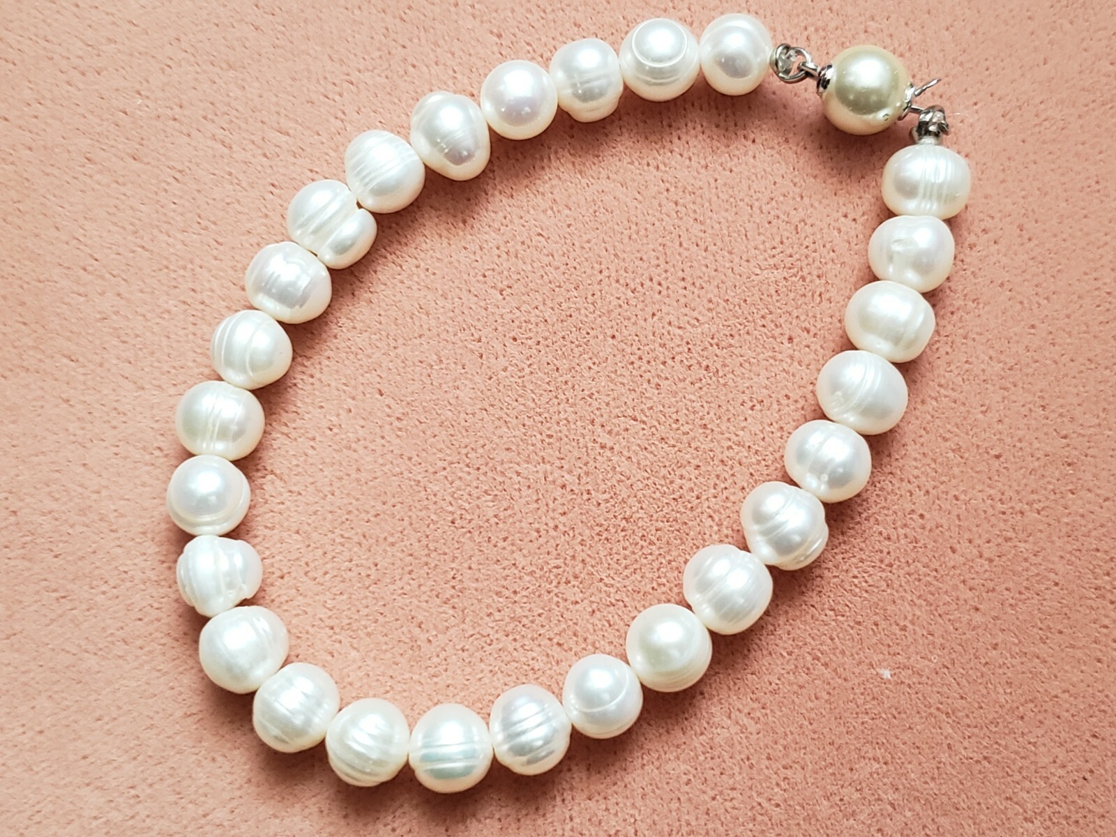 Hand-Made GENUINE * PEARL * BRACELET 7.5", 7.5-8 mm - Made in USA