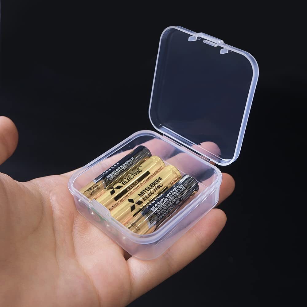 Large Clear Storage Box with 12 Pcs Small Bead Organizers Cases with Hinged Lid