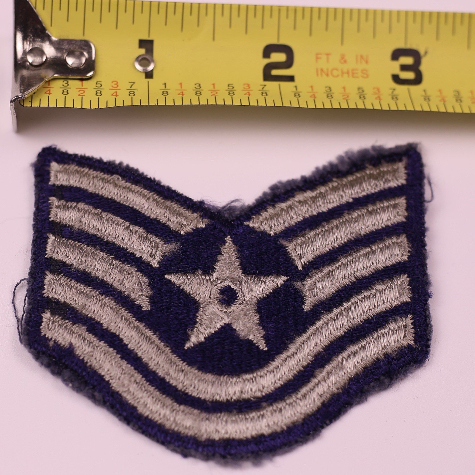 U.S. Military USAF Technical Sergeant Rank Insignia Patch Cut E-6 Blue Grey 3”