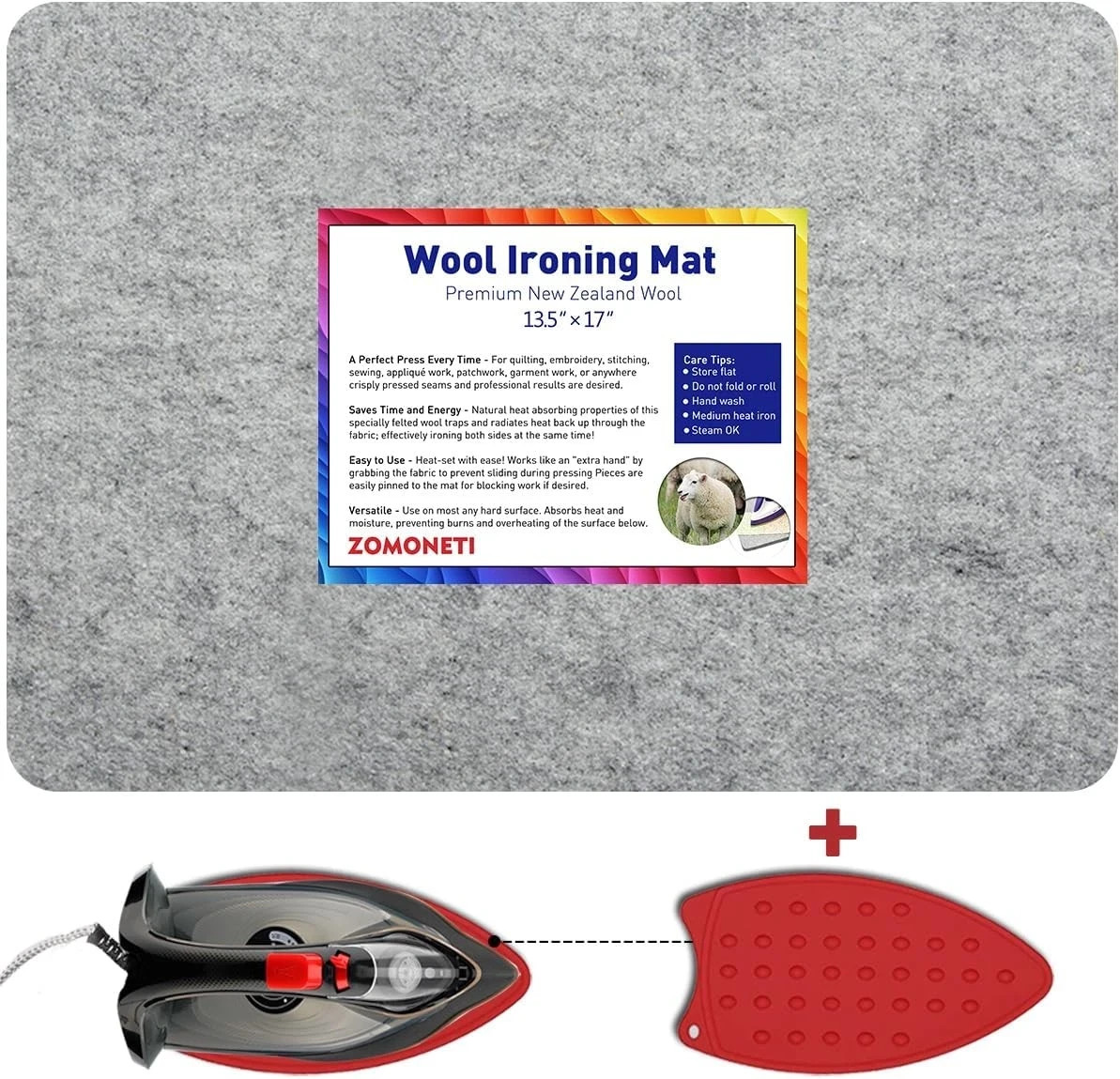 17" x 13.5" Wool Pressing Mat 100% New Zealand Felted Wool Ironing Mat Pad Bl...