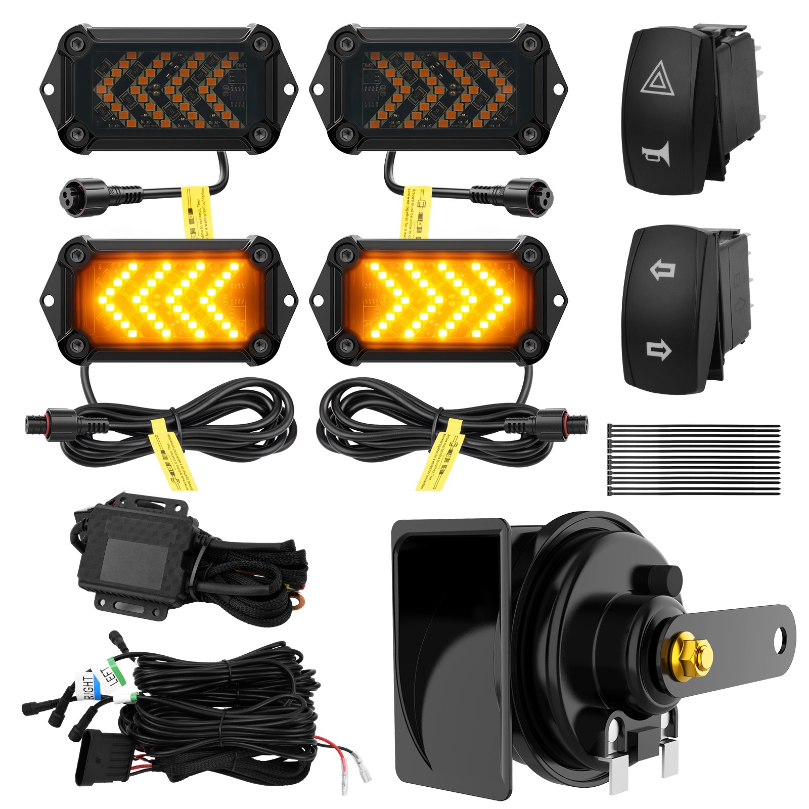 Street Legal UTV Turn Signal Kit with 110dB Horn,  UTV Blinker with Rocker Switc