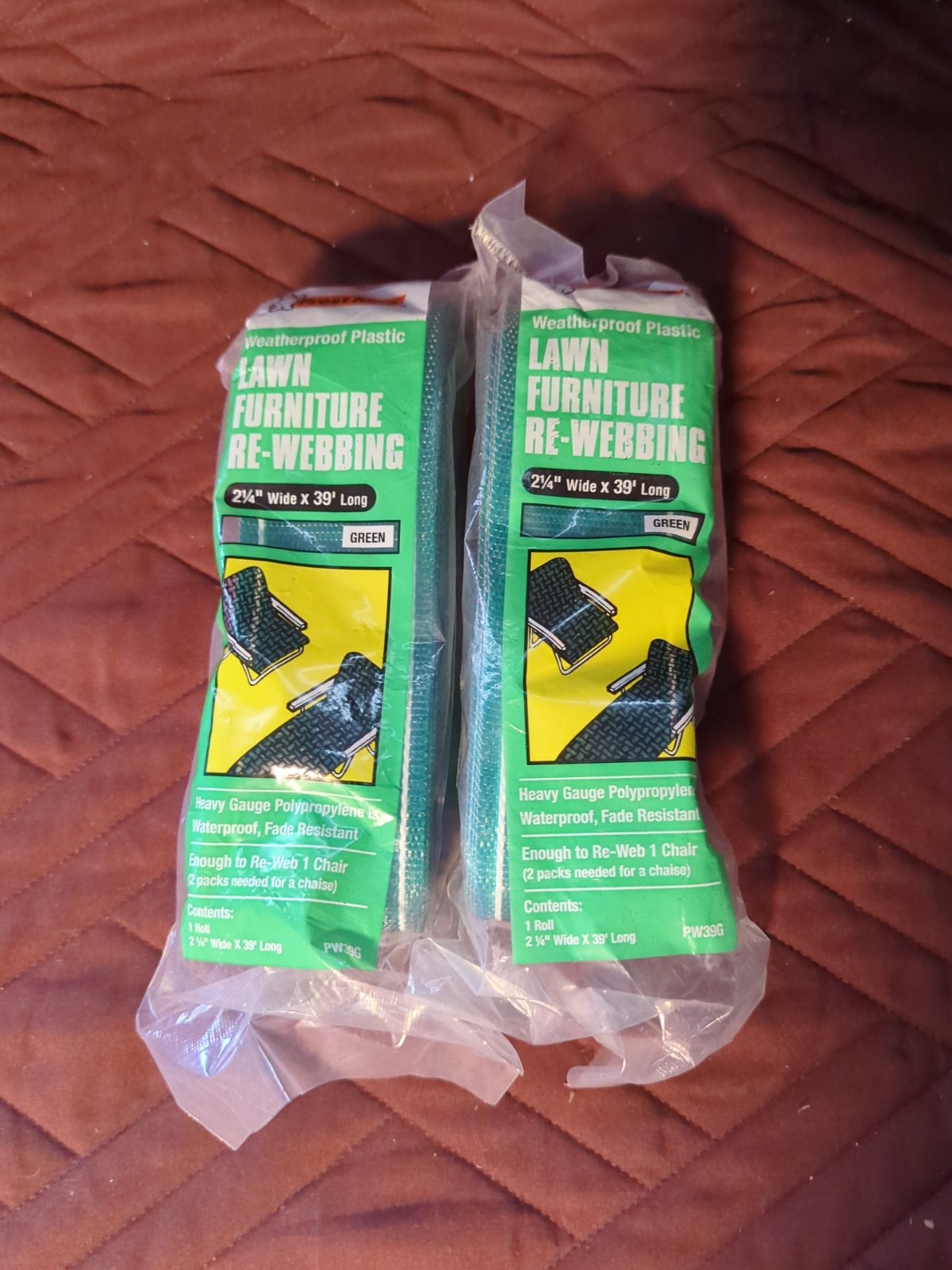 Lot of 2 Frost King Lawn Chair Webbing Green PW39G 2.25" Wide