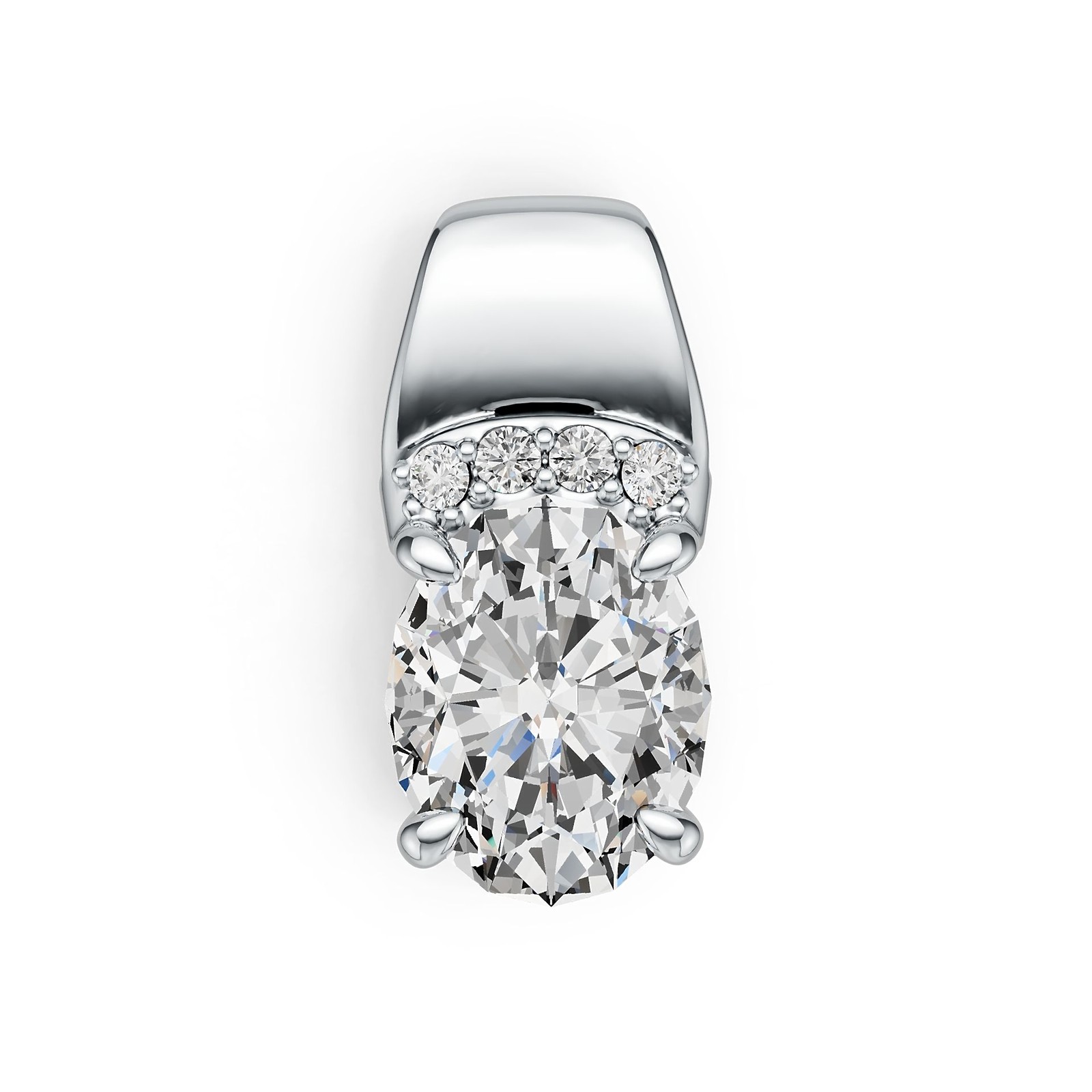 Sterling Silver Semi Mount Pendant Setting Oval OV 9X7mm with White Topaz