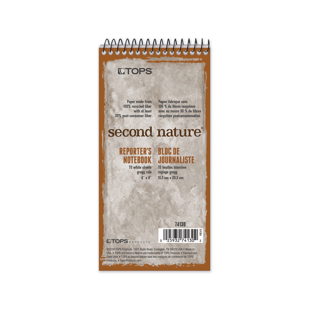 TOPS 74130 4" x 8" Sheets Gregg Rule Recycled Notepads - Random Cover Colors New