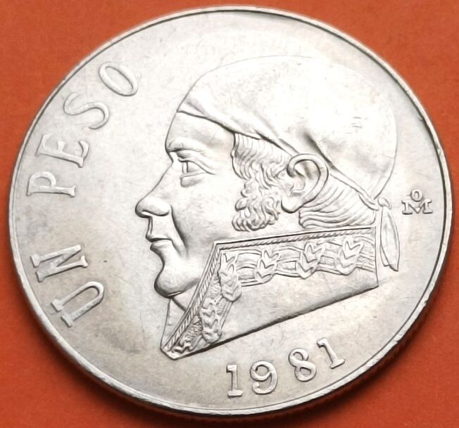 LOT of 10 BU MEXICO 1 PESO COINS from ORIG CANVAS BANK BAG! LOWEST PRICE $1.99!!