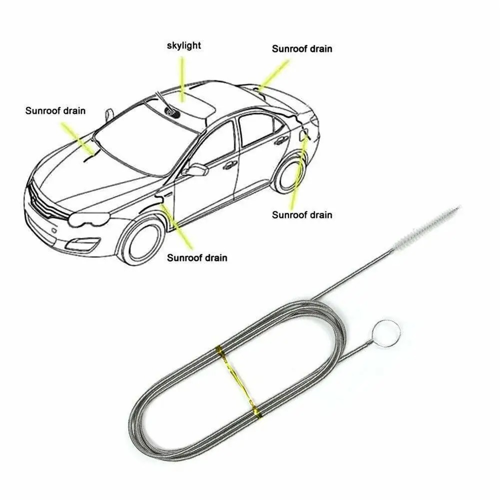 Auto Sunroof Drain Cleaning Tool 61" Flexible Long Pipe Hose Dredge Scrub Brush