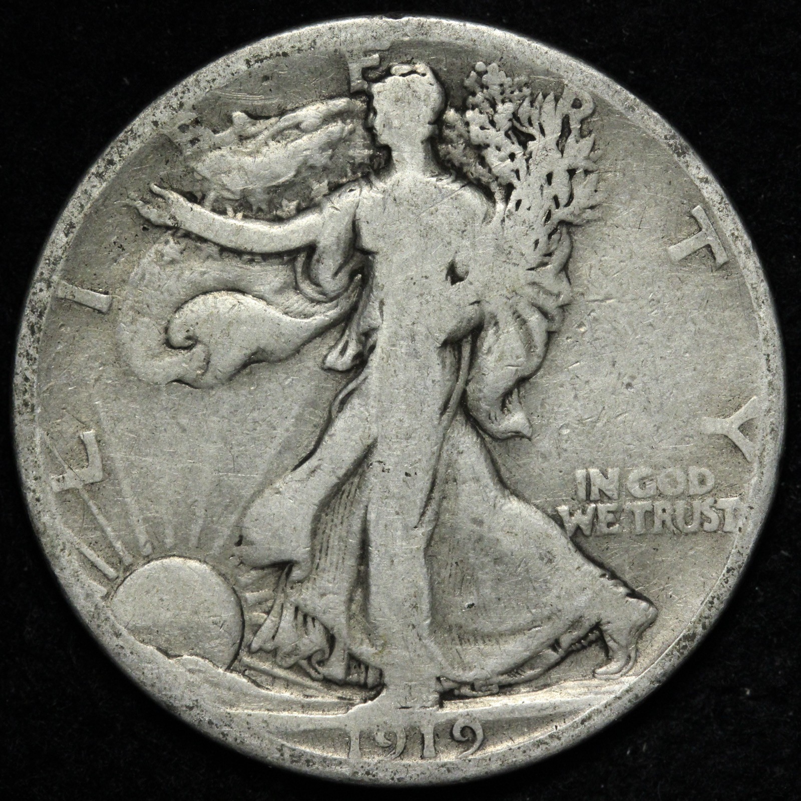 1919-S Walking Liberty Silver Half Dollar VG E312 RDG