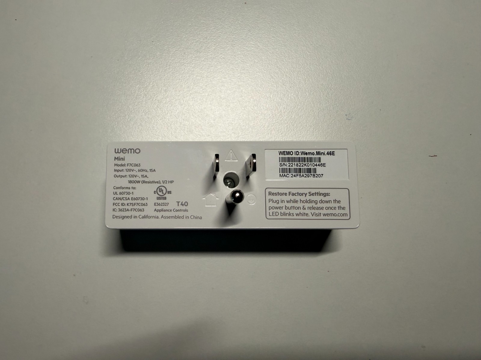 Wemo Mini F7C063 WiFi Smart Plug