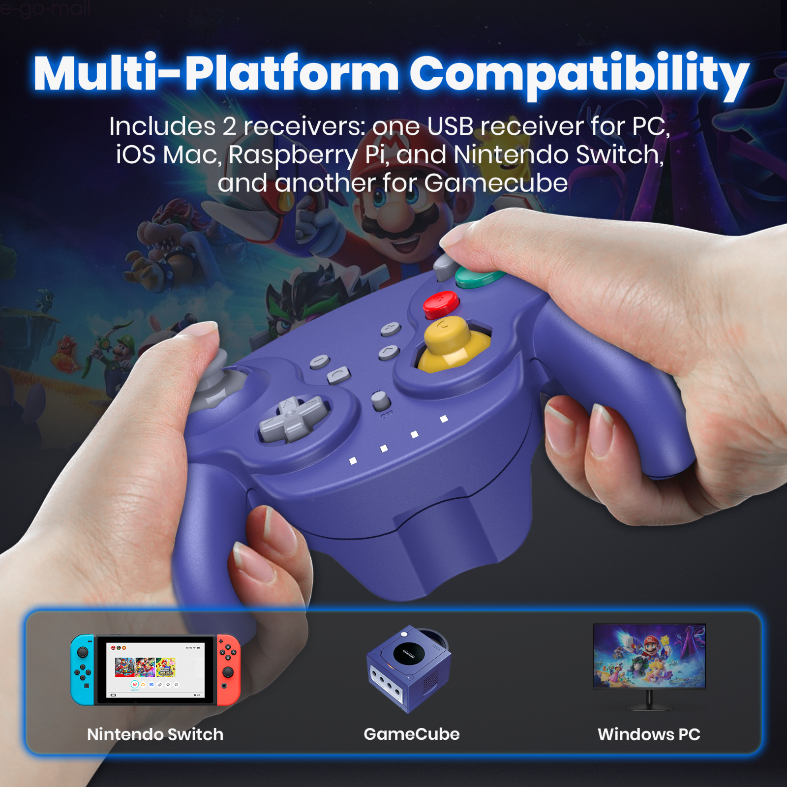 Wireless NGC Controller for Nintendo Switch Gamecube Wii /PC/iOS/Steam Raspberry