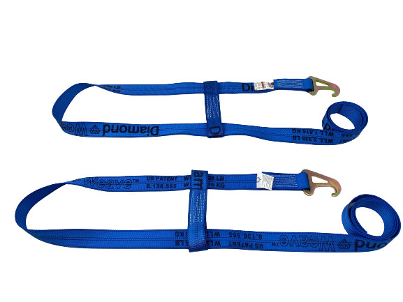 2 Pack of Blue DIAMOND WEAVE Wheel Lift Straps for Jerr-Dan MPL Element Basket