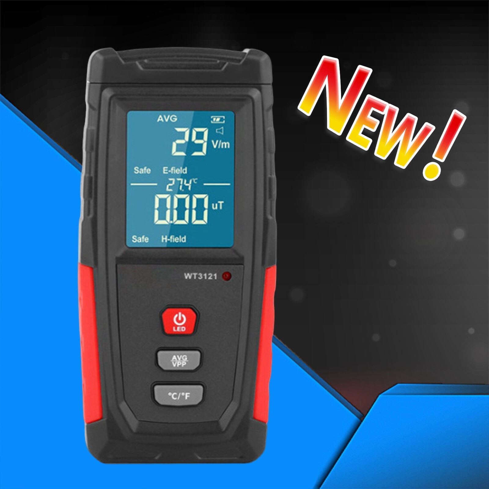 Rechargeable Digital 5G 4G EMF Electromagnetic Radiation Meter Tester Detector