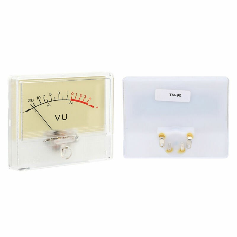 VU Meter Header with Light Bulb Audio Device Panel Amplifier Level Indicator