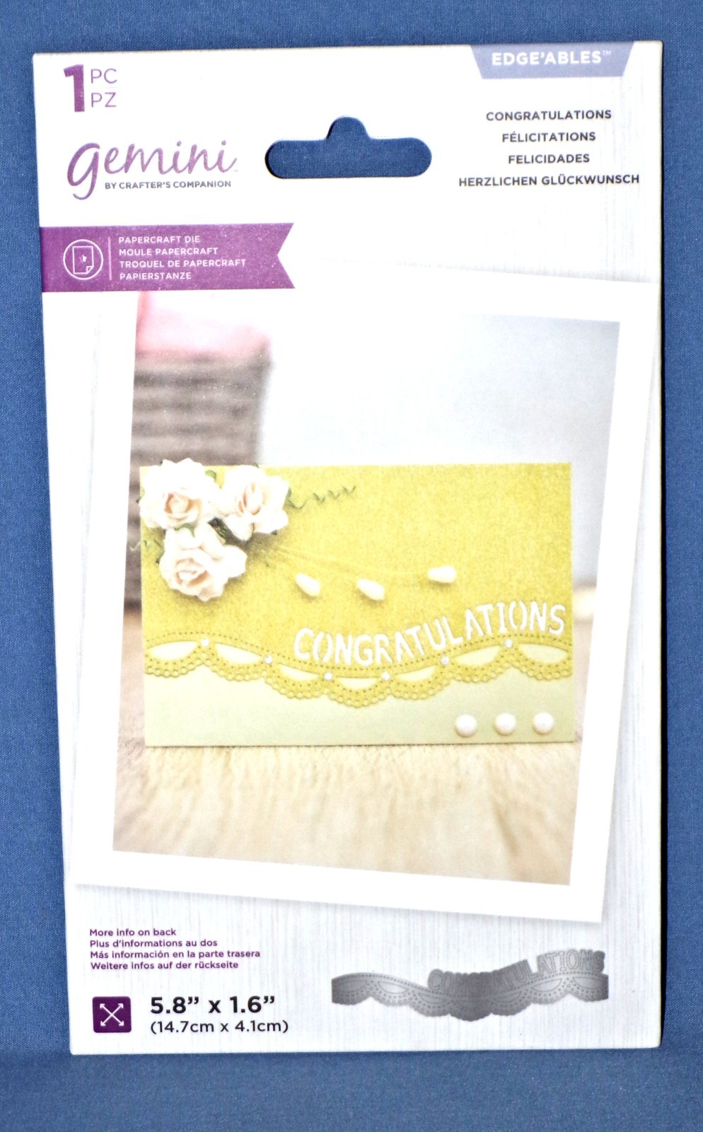 Gemini Edgeable Congratulations curved Sentiment by Crafters Companion Free Ship