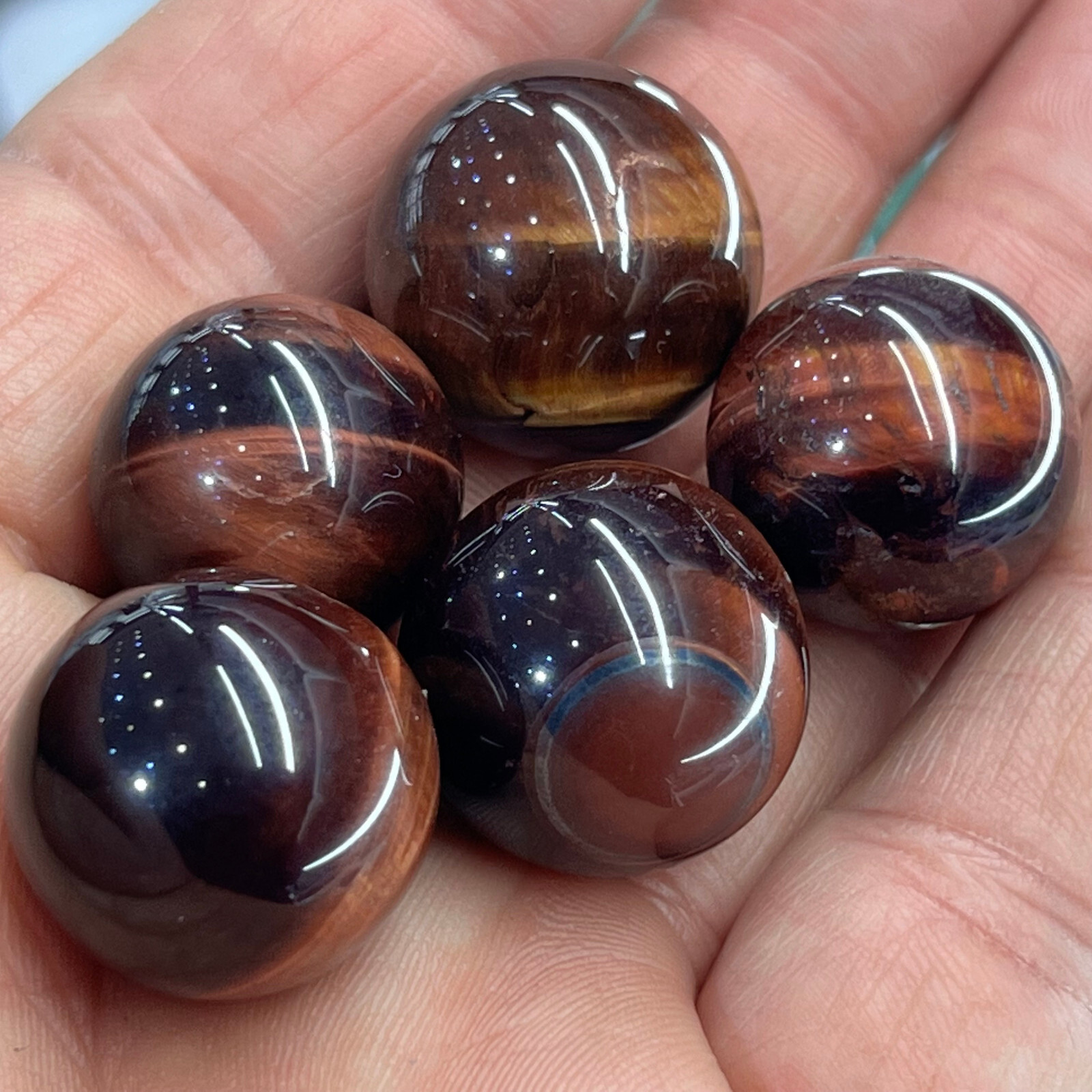 5pcs Natural Red tiger's eye stone Quartz Sphere crystal Ball Reiki Healing 20mm
