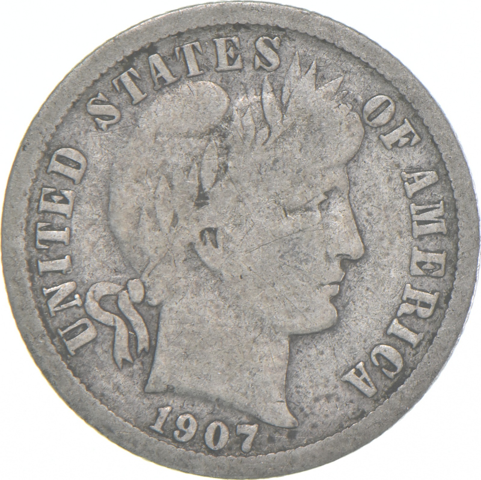 1907-O Barber Dime 90% Silver Average Circ