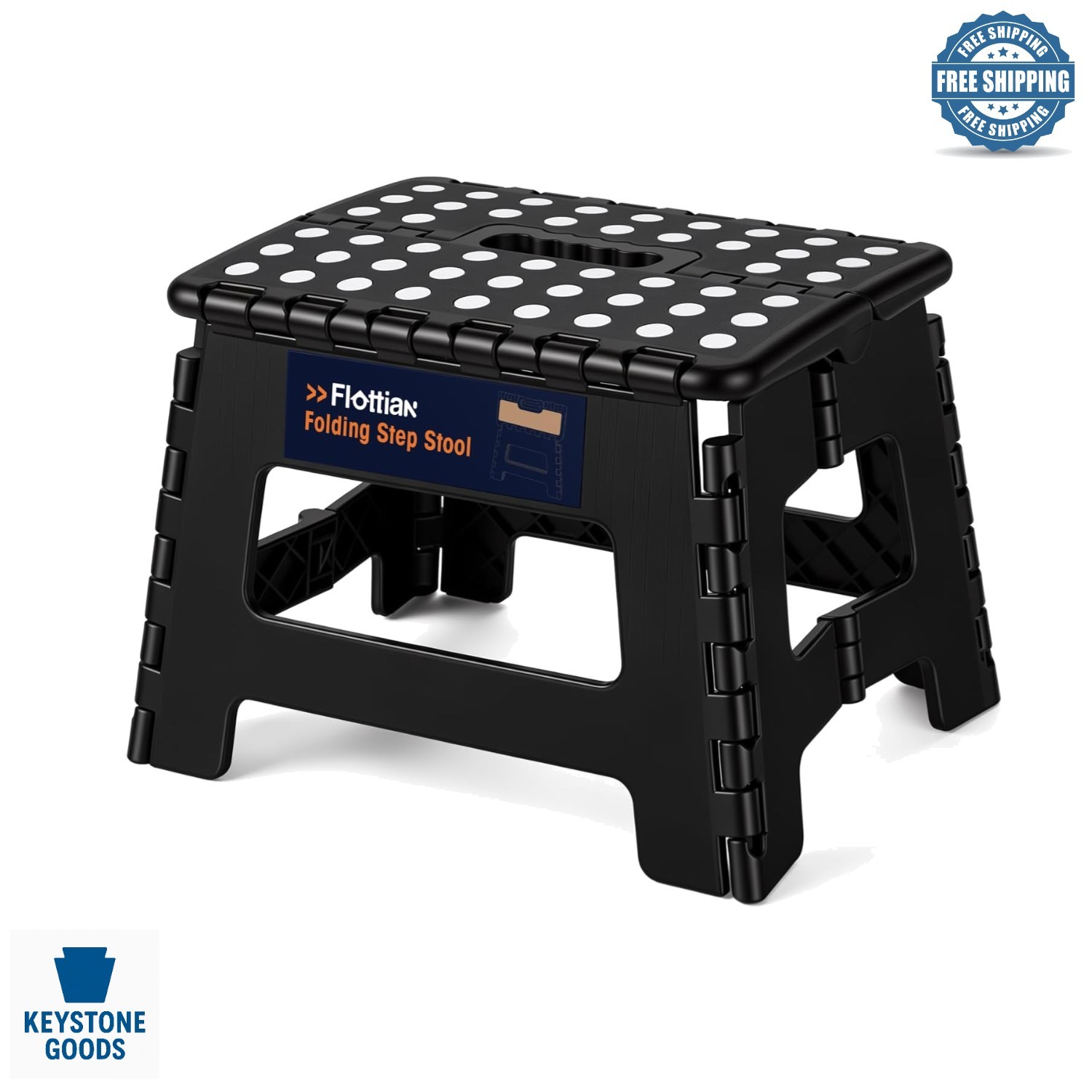 9-Inch Foldable Heavy Duty Step Stool with Handle - 300 lbs Capacity, Non-Sli...