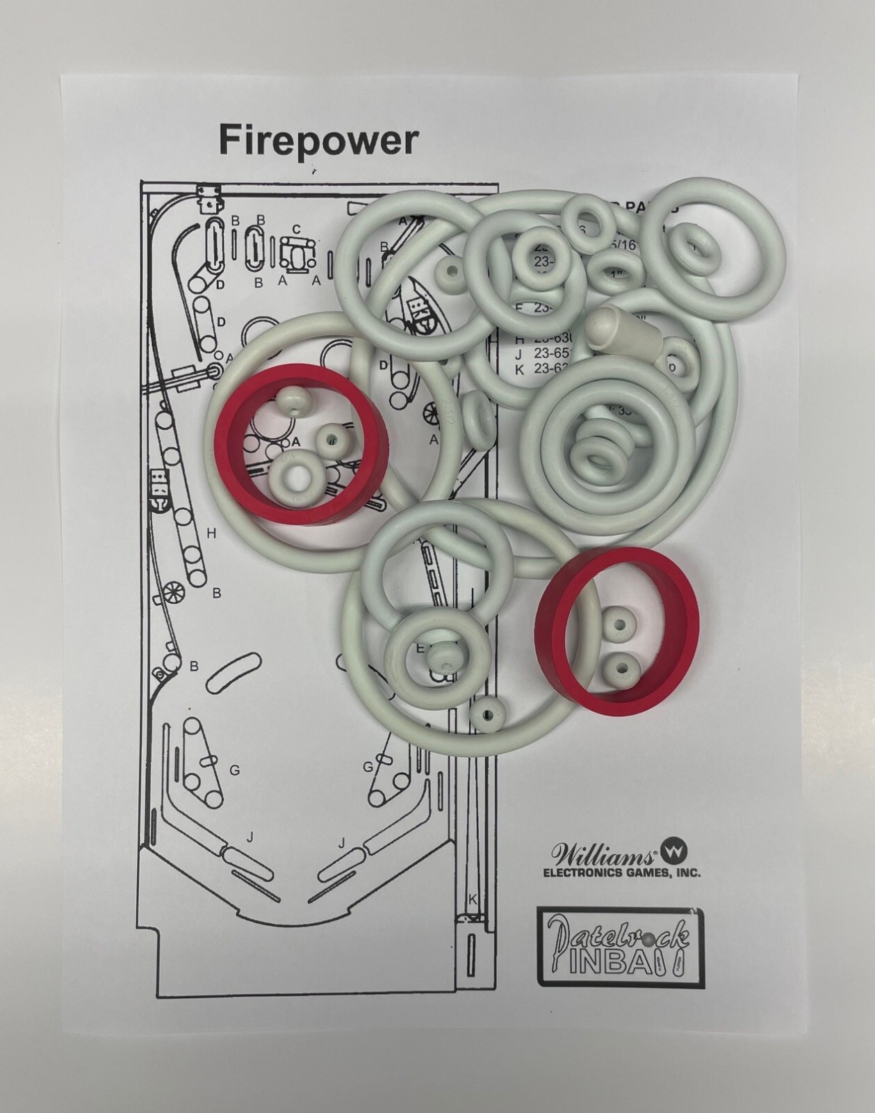 1980 Williams Firepower Pinball Machine Rubber Ring Kit