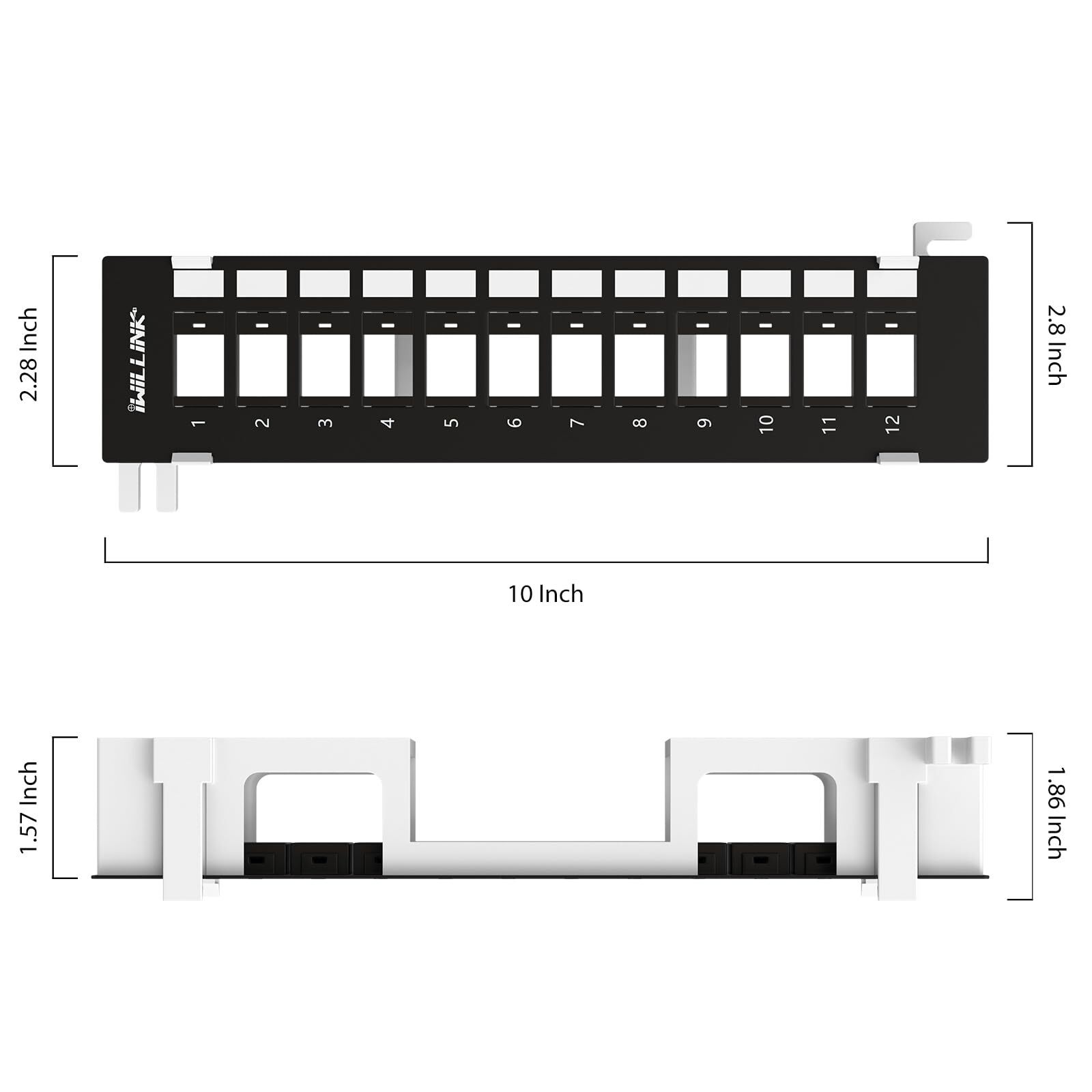 12 Port Blank Keystone Patch Panel with (6-Pack) Blank Keystone Jack Inserts,...