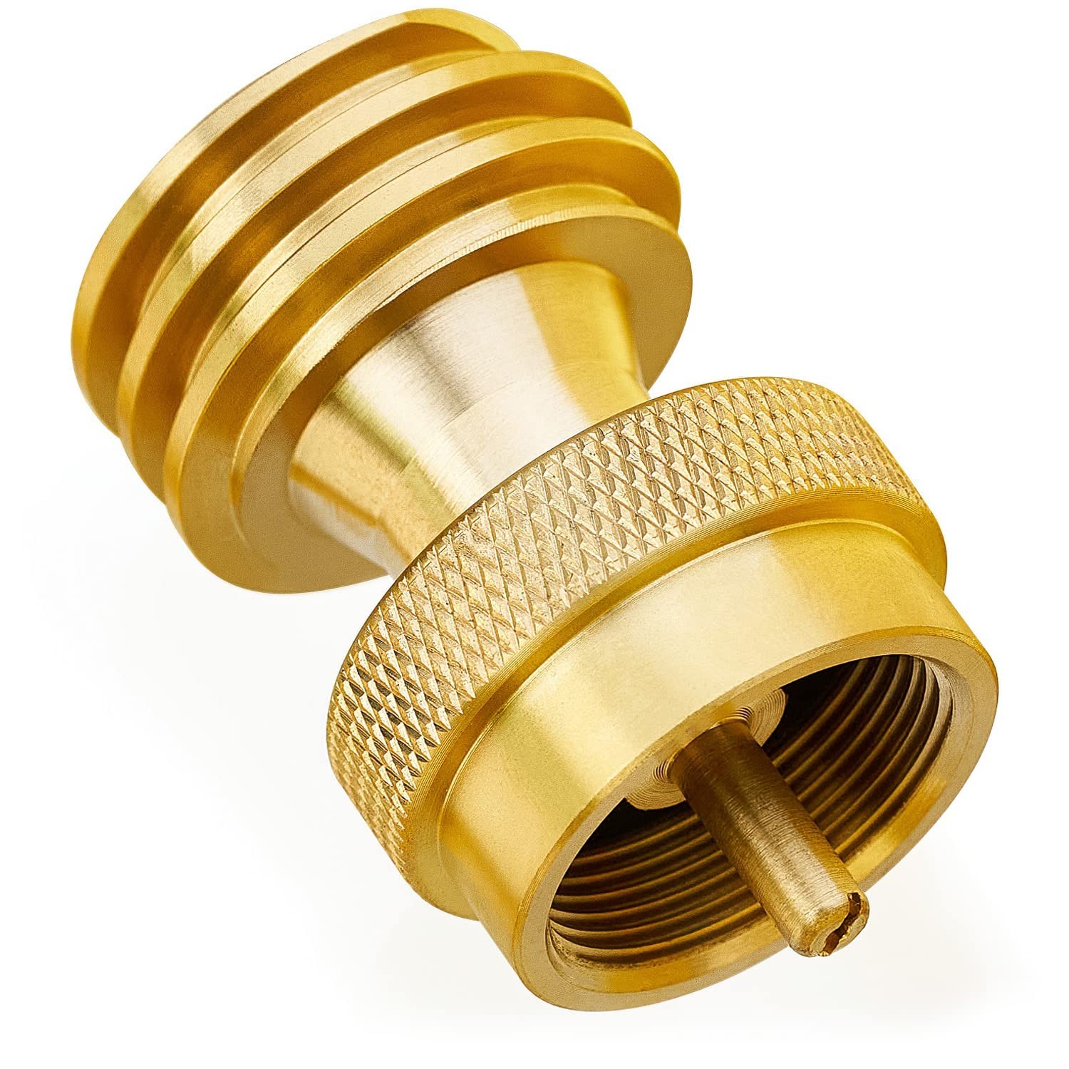 CALPOSE 1lb Propane Tank Adapter, Solid Brass without valve and gauge, Golden