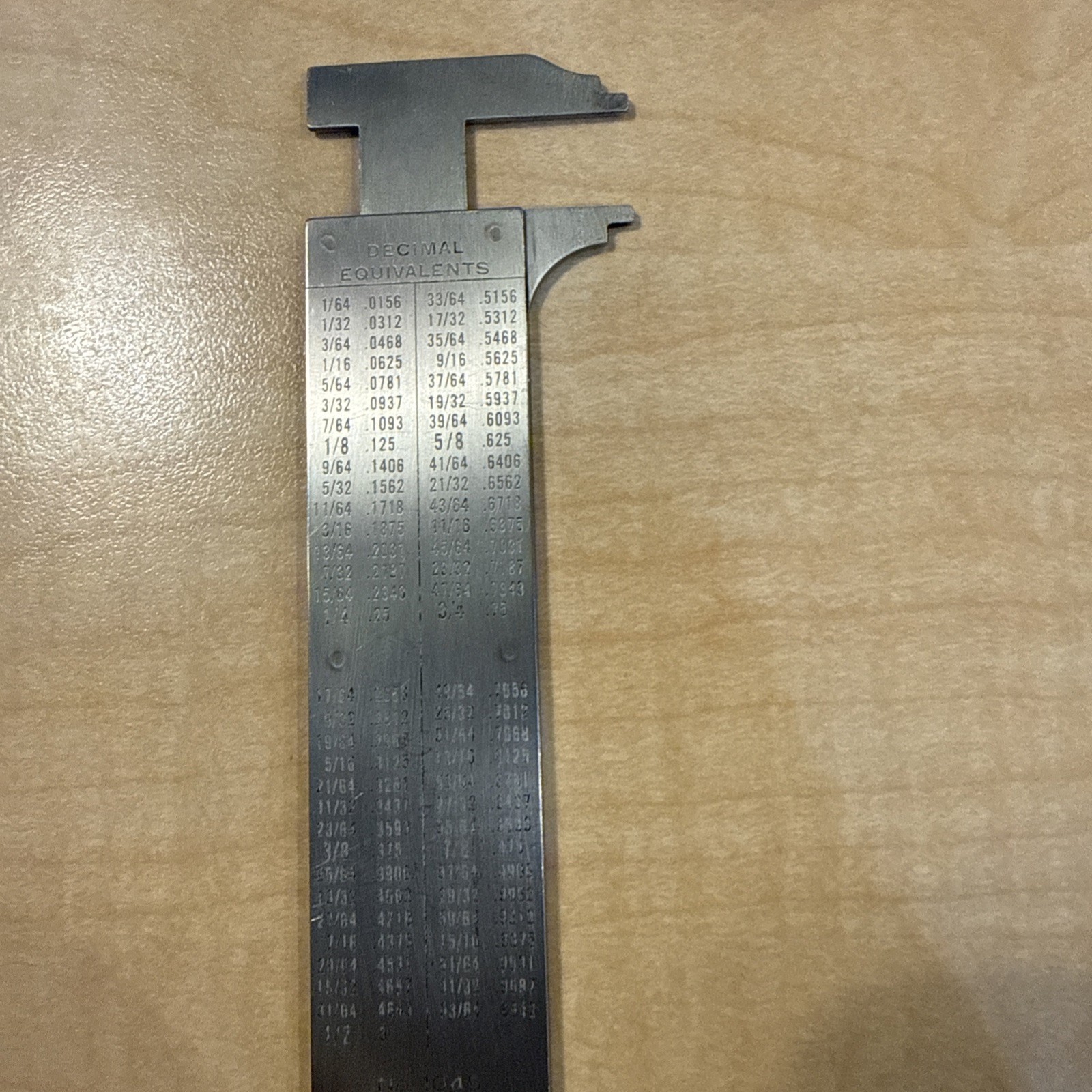 The Executive Pocket Chum 3 1/2" Stainless Steel Sliding Caliper/Decimal Chart