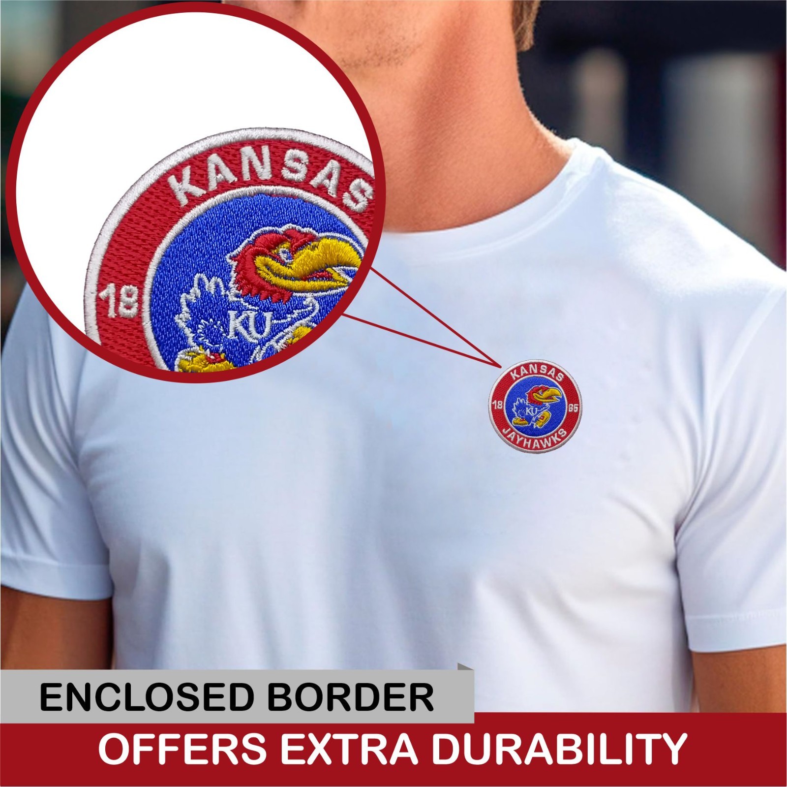 Kansas Jayhawks NCAA Team Logo Iron On Patch - Sew Patch - Embroidered Patch