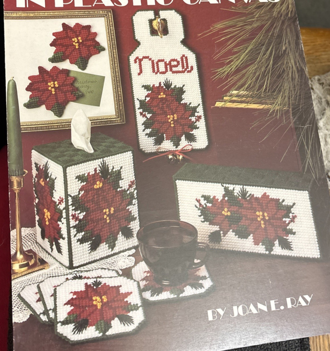 Vtg Rare Leisure Arts POINSETTIAS IN PLASTIC CANVAS 1988 Leaflet 1145
