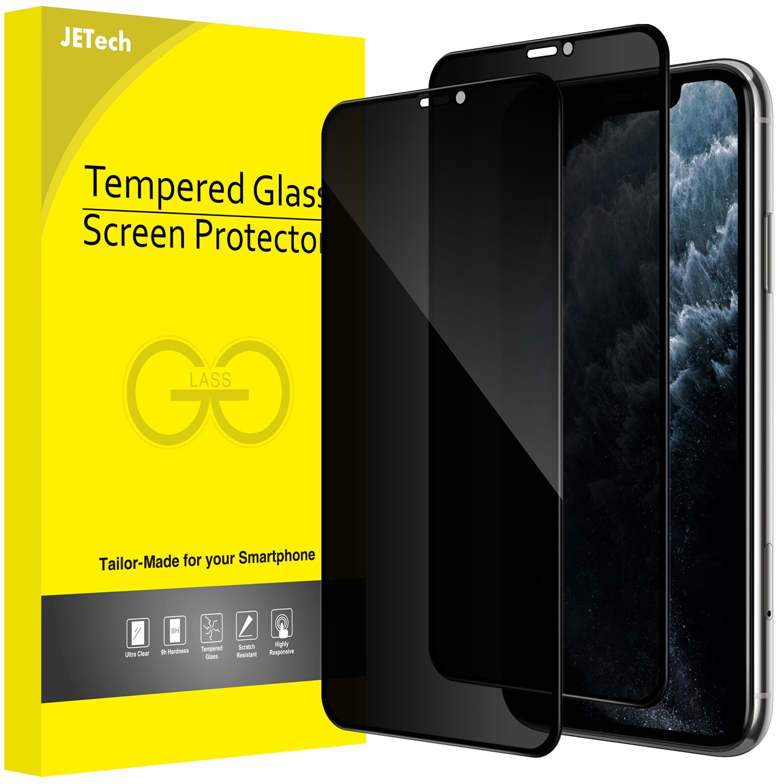 JETech Privacy Full Coverage Screen Protector for iPhone 11 Pro Max/XS Max 6.5''