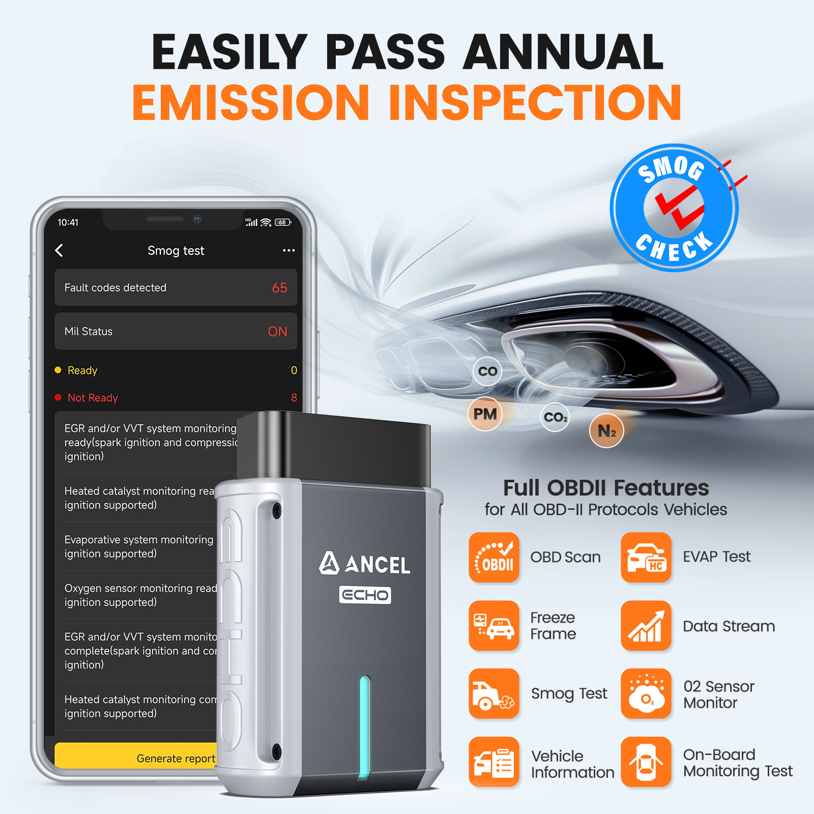 ANCEL ECHO Bluetooth OBD2 Scanner Bi-directional All System Diagnostic Scan Tool