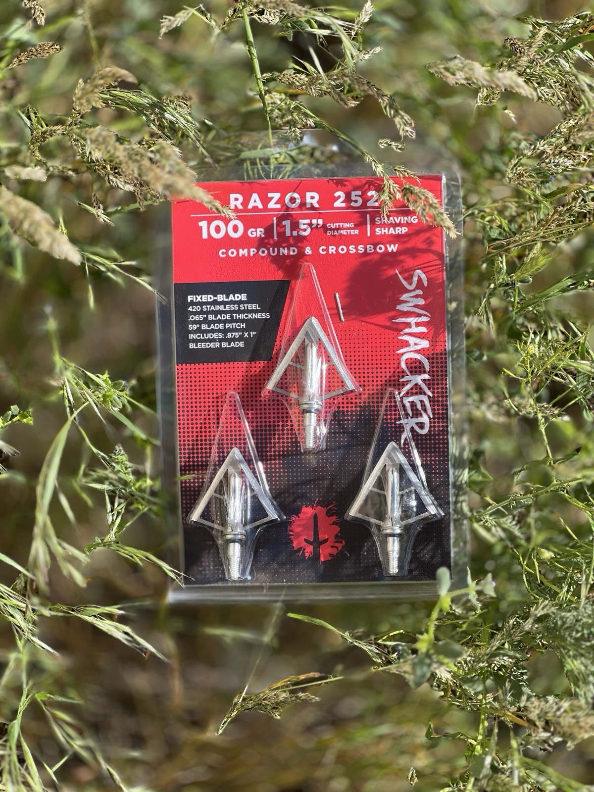 3-PK SWHACKER Razor 252 | 4-Blade Broadheads 100 GR 1.5” Cut • Compound Crossbow