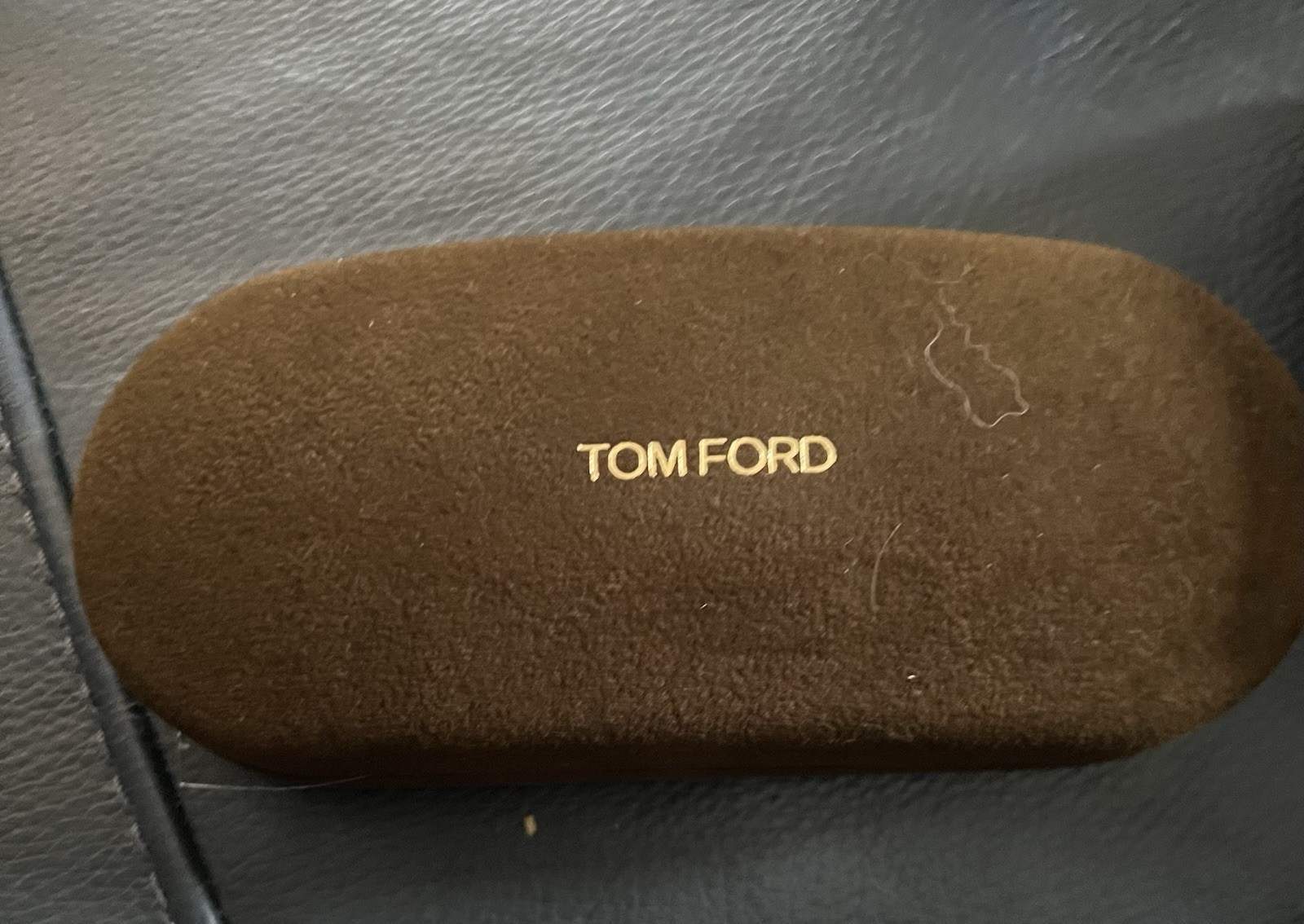 Tom Ford Small Brown Velour Hard Glasses Case